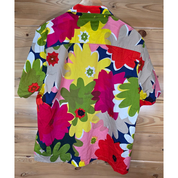 Mr Turk Floral Vibrant Short Sleeve Button Shirt Men XL READ - Picture 3 of 10